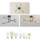 Mid Century 4 Light Black Sputnik Chandeliers Semi Flush Mount Ceiling Light