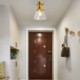 1-Light Brass Contemporary Glass Flush Ceiling Light For Hallway