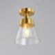 1-Light Brass Contemporary Glass Flush Ceiling Light For Hallway