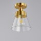 1-Light Brass Contemporary Glass Flush Ceiling Light For Hallway