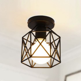 Flush Mount Metal Cage Ceiling Light