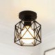 Flush Mount Metal Cage Ceiling Light