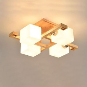 Nordic Flush Mount Ceiling Light Bedroom Restaurant Creative Warm Solid Wood Light