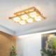 Rubber Wood Light Study Bedroom Nordic Square Grid Flush Mount Ceiling Light