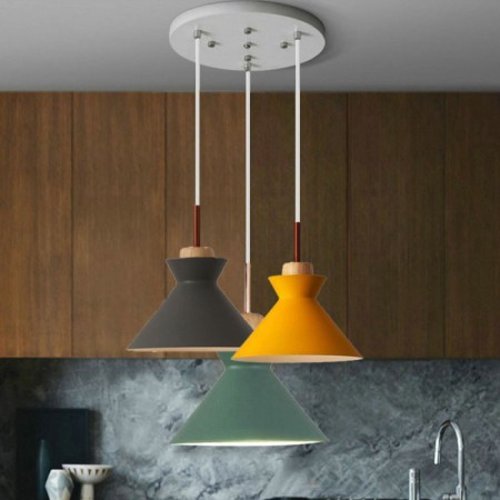 Simple Iron Arti Three Light Restaurant Office Nordic Macaron Kitchen Island 3-Light Pendant Lighting