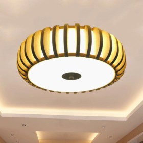 Living Room Bedroom Dining Room Lighting - Rural Bamboo Flush Mount Pumpkin Shape Ceiling Light