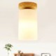 Round Wooden LED Ceiling Light Living Room Bedroom Balcony Aisle Lighting Nordic Cylinder Ceiling Light