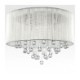 Ceiling Fixture: Crystal 4-Light White Drum Shade Chrome Flush Mount Chandelier