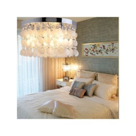 Flush Mount White Shell Crystal Light (Chrome Finish)