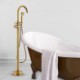 Classical Floor Mount Bathtub Tap with Hand Shower Antique Round Tub Faucet