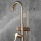 Golden Stainless Steel Double Handles Floor Standing Bathtub Faucet Tub Tap