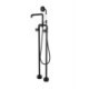 Black Floor Standing Tub Filler Tap Brass Bathtub Faucet