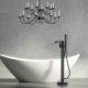 Black Floor Mounted Free Standing Bathtub Faucet with Hot and Cold Water