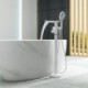 Bathroom Floor Mounted Waterfall Tub Filler With Hand Shower Set Freestanding Bathtub Faucet