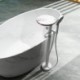 Bathroom Floor Mounted Waterfall Tub Filler With Hand Shower Set Freestanding Bathtub Faucet