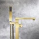 Floor Mounted Brushed Gold Bathtub Faucet With Hand Shower Tub Filler Faucet