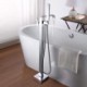 Swivel Waterfall Spout Crane Bath Shower Mixer Tap Floor Mounted Bathtub Faucet