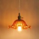 Dining Room Living Room Hallway Light Vintage Colorful Ribbed Glass Pendant Light Flower Shade Lamp With Twist Switch