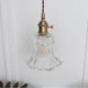 Clear Ribbed Glass Flower Shape Pendant Light Lamp With Twist Switch