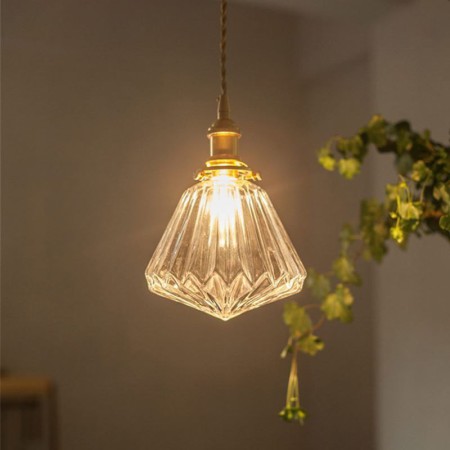 Pendant Light with Clear Diamond Ribbed Glass