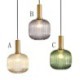 Pendant Light with Ribbed Glass and Brass Holder