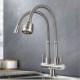 Kitchen Tap with Omni-directional Double Spouts in Stainless Steel