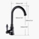 Swan Neck Solid Brass Kitchen Faucet with Porcelain Handle Chrome Antique Brushed Gold Black