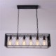 6-Light Farmhouse Hanging Light Rustic Rectangular Pendant Light For Living Room