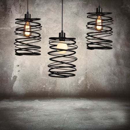 Wrought Iron Pendant Light 1 Light Matted Black Chandelier American Country Pendant Light Stoving Varnishing Craftsmanship