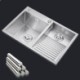 Double Bowl Stainless Steel Laundry Sink with Washboard