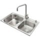 Modern Single Bowl 304 Stainless Steel Kitchen Sink with Drain Basket and Liquid Soap Dispenser