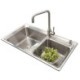 Silver Double Bowl Stainless Steel Kitchen Sink Top Mount (Faucet Not Included)