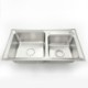 Silver Double Bowl Stainless Steel Kitchen Sink Top Mount (Faucet Not Included)