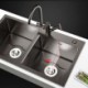 Handmade Double Bowl Kitchen Sink in Black Stainless Steel