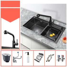 Thickening Double Bowl Stainless Steel Black Kitchen Sink