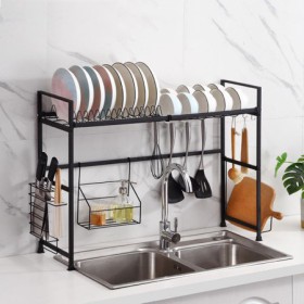 Black Stainless Steel Kitchen Rack Dish Drying Rack Storage Rack Sink Rack