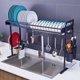 Black Multifunctional Dish Drying Rack Practical Kitchen Sink Storage Rack