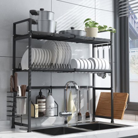 Dish Drying Rack Stainless Steel Black Kitchen Sink Rack Storage Holder