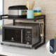 Black Microwave Oven Stainless Steel Storage Shelf Stretchable Kitchen Rack