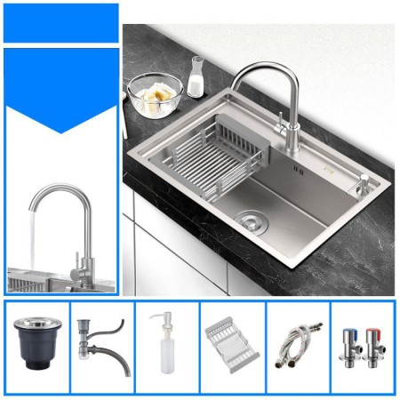 Single Bowl Vegetable Washing Sink in Silver Stainless Steel 6845