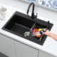 Single Bowl Kitchen Sink in Black Quartz 5543