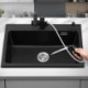 Single Bowl Kitchen Sink in Black Quartz 5543