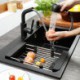 Single Bowl Kitchen Sink in Black Quartz 5543