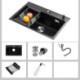 Single Bowl Kitchen Sink in Black Quartz 5543