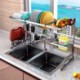 Stainless Steel Multifunctional Storage Rack 2 Layers Kitchen Sink Dish Drying Rack