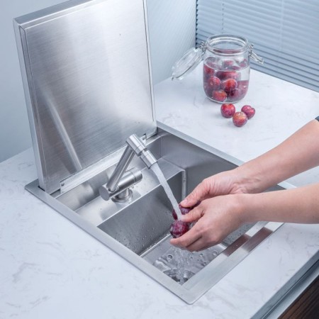 304 Stainless Steel Invisible Single Bowl Sink With Tap Hidden Kitchen Sink