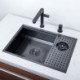 SUS304 Black Handmade Kitchen Sink With Cup Washer Drain Basket