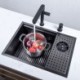 SUS304 Black Handmade Kitchen Sink With Cup Washer Drain Basket