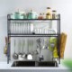 Multifunctional Stainless Steel Storage Rack 2 Layers Black Kitchen Sink Standing Rack