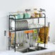 Multifunctional Stainless Steel Storage Rack 2 Layers Black Kitchen Sink Standing Rack